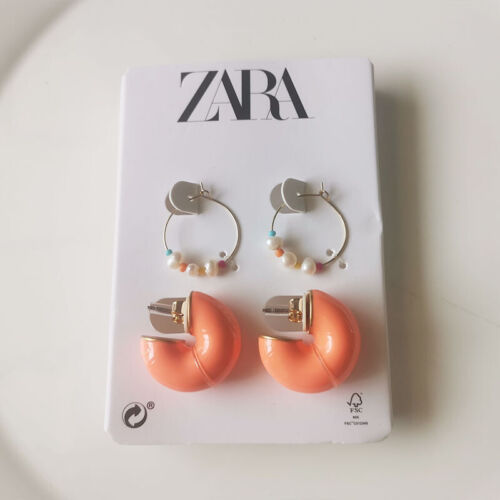 New 2pairs Zara Enamel Hoop Earrings Gift Fashion Women Party Holiday Jewelry - Picture 1 of 3