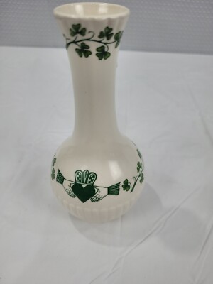 Wicklow Vale Ireland Bud Vase Celtic Claddagh Shamrocks 6 1/4'' Tall