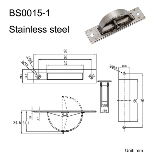 304 Stainless Steel Tatami Handle Hidden Base Cover