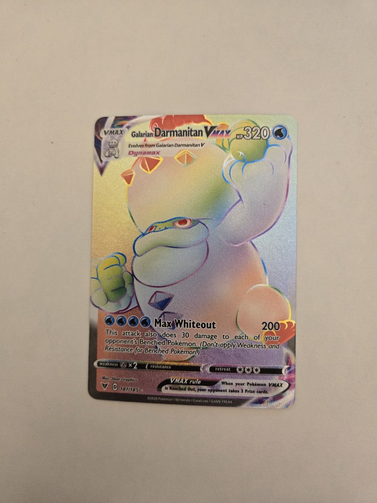 Galarian Darmanitan VMAX - 187/185 - Vivid Voltage Secret Rare - NM - Pokemon