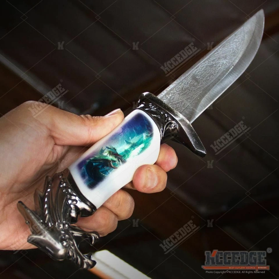 13" COLLECTOR'S HUNTSMAN COLLECTIBLE DAGGER Animal Head Pommel Fixed Blade - Image 4 of 4