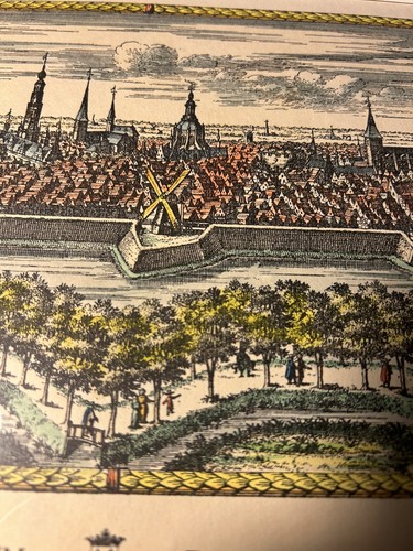Hand Colored Historic Print Leiden Netherlands Panorama 1670 - Christiaan Hagen - Picture 2 of 23