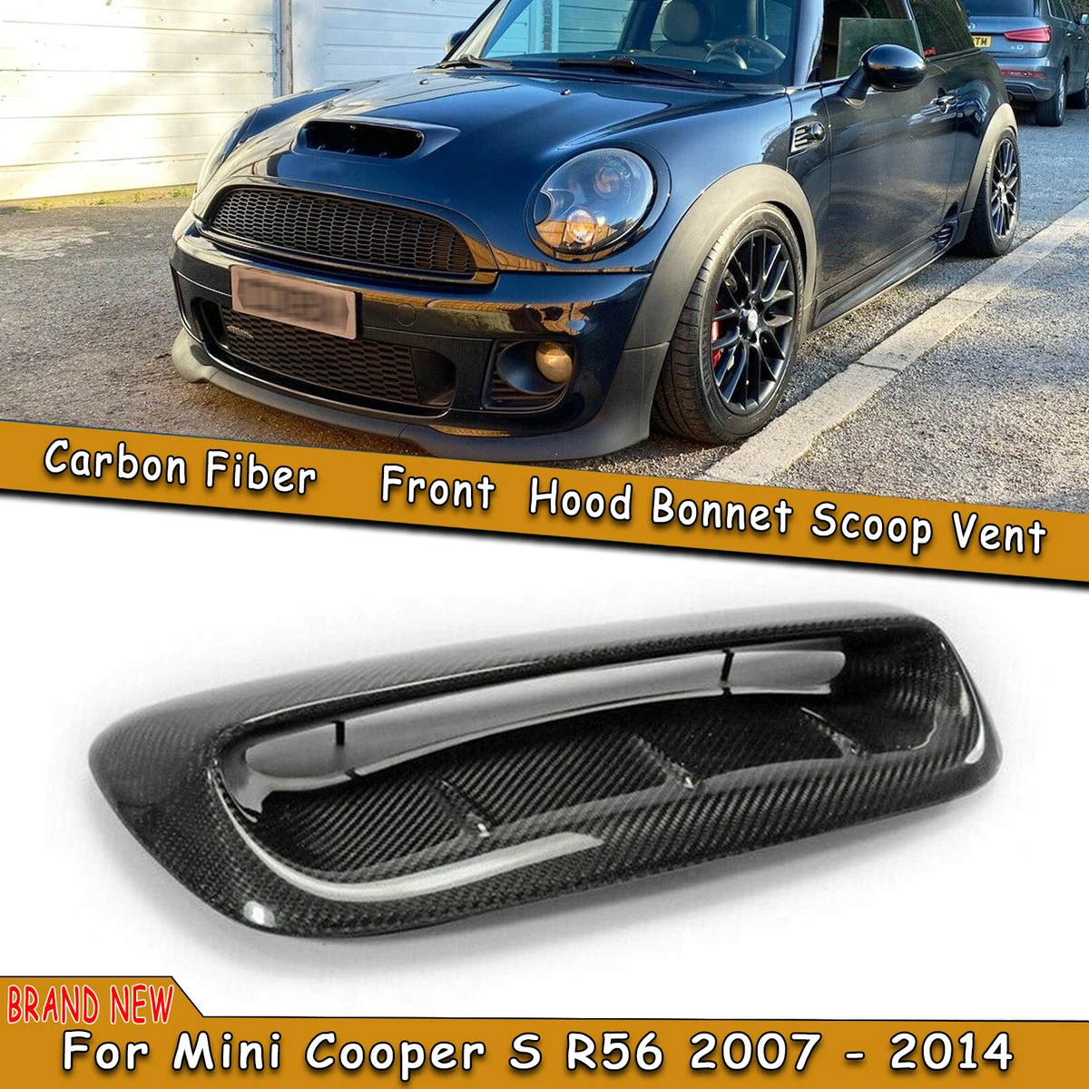 1pc Carbon Fiber Hood Bonnet Scoop Vent Cover For Mini Cooper S R56 2007 2014