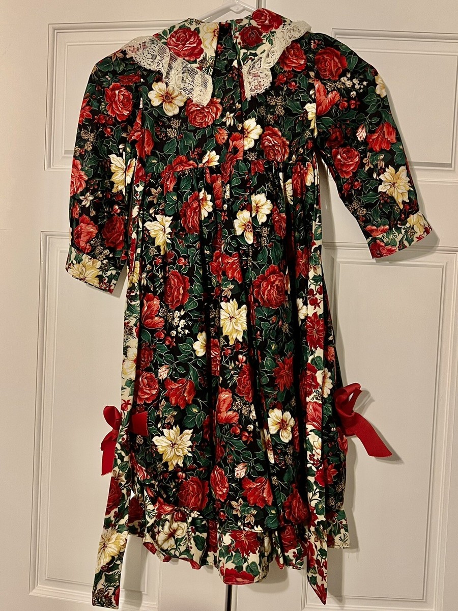 Vintage Sarah Kent 1980s Cotton Prairie Lace Collar Dress Size 6X