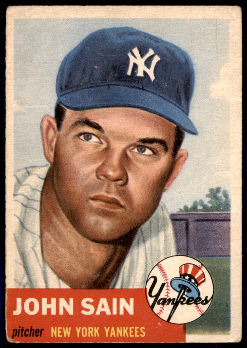 1953 TOPPS JOHNNY SAIN 119 VG BASEBALL NEW YORK YANKEES