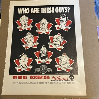 GIANT 13 By10" hit the ice hockey Williams 1Original arcade video game  FLYER Ad