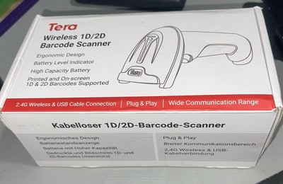 Tera 1D/2D and QR Wireless or Wired Barcode Scanner Compact Plug Model D5100