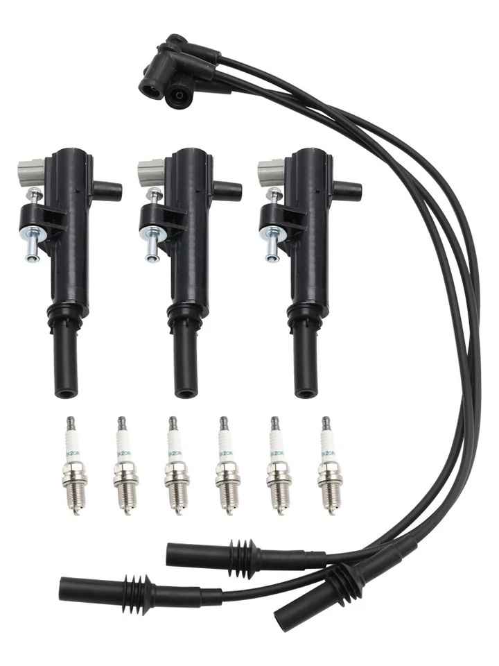 3x Ignition Coil+6x Spark Plug+3x Wire UF640 For Jeep Liberty 3.7L V6 A3 - Image 3 of 4