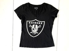 LAS VEGAS LV RAIDERS Black NFL FOOTBALL T-SHIRT Team Lady Fan Gym Gear Women's L