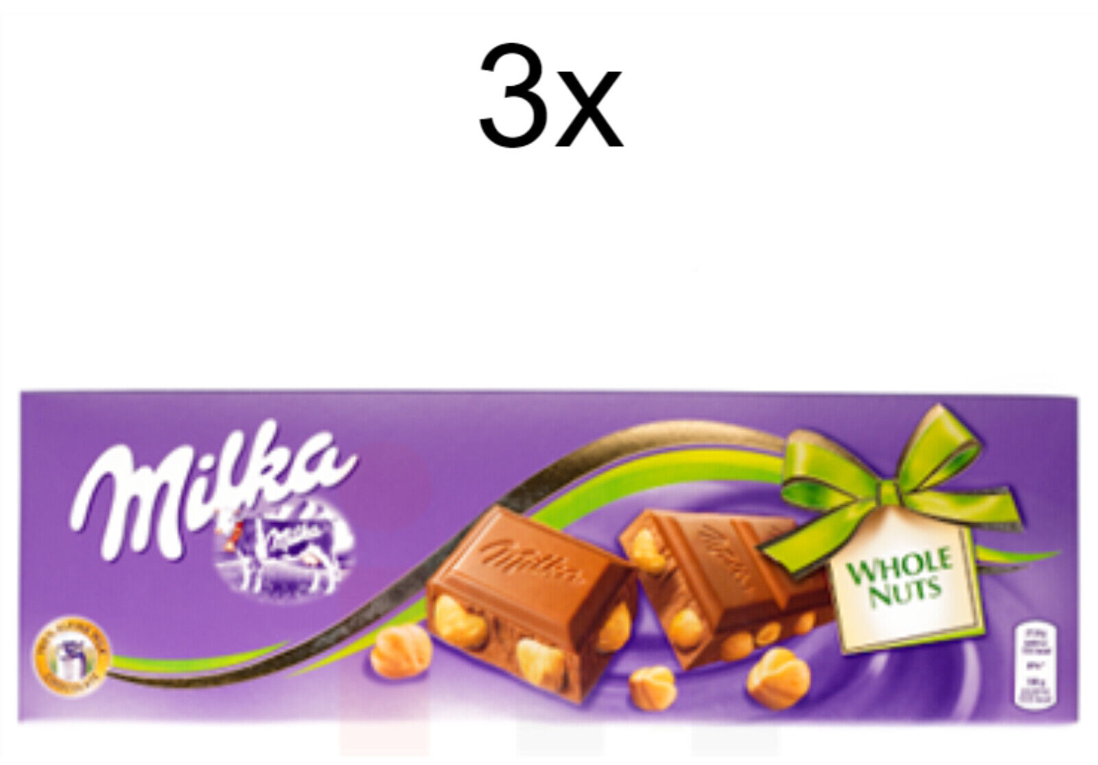 Milka XXL Chocolate with Whole Nuts 250g (Pack of 3)