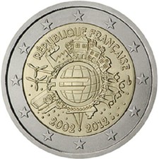 Moneta 2 Euro Francia - 10 Anni di Euro Cash 2012