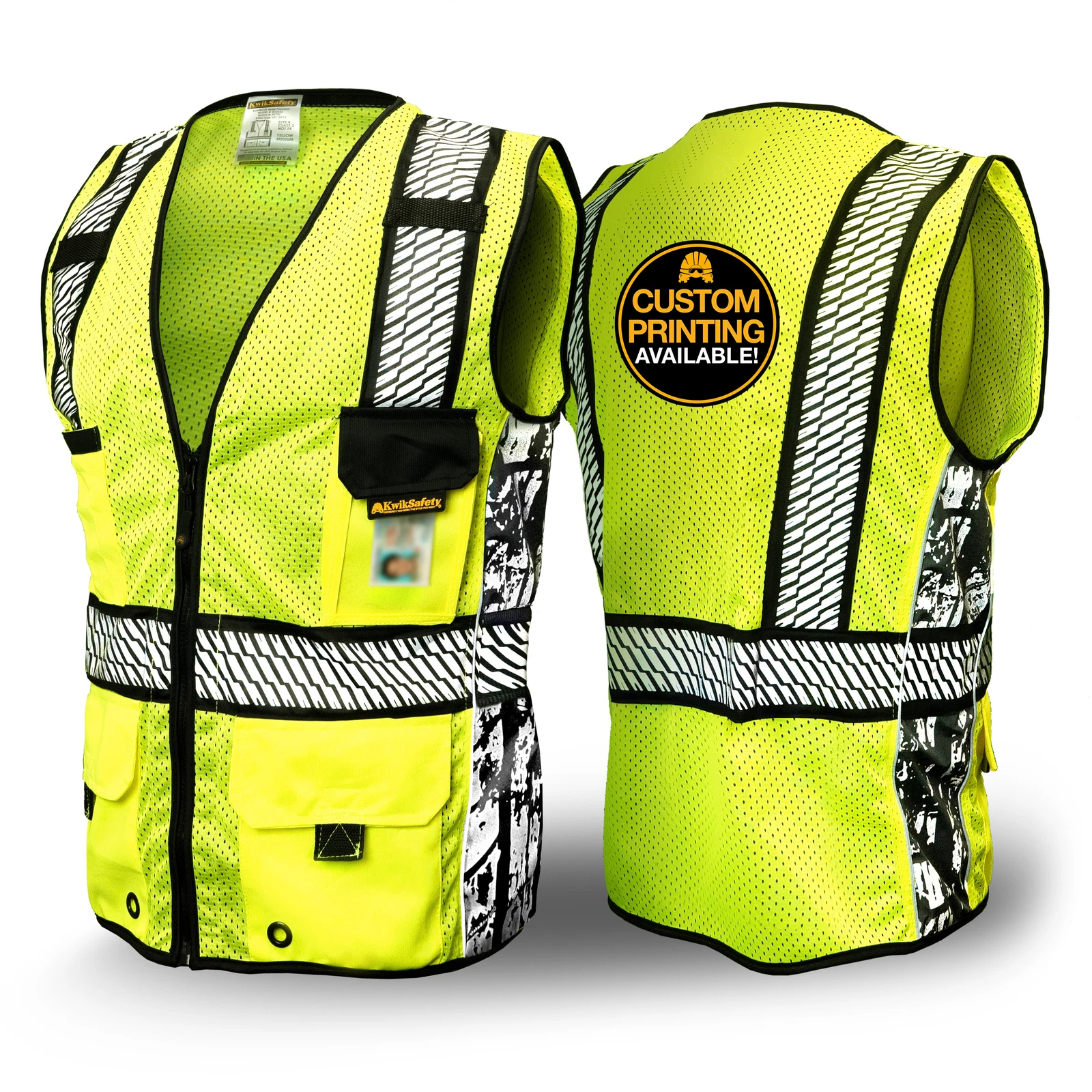 KwikSafety RoadBOSS PREMIUM | Truck Tread Design | Hi Visibility Safety Vest image 1
