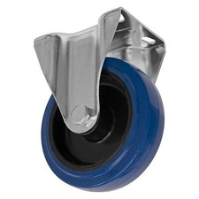 Image of Sealey Heavy-Duty Blue Elastic Rubber Fixed Castor Wheel Ø125mm - SCW3125FPEM