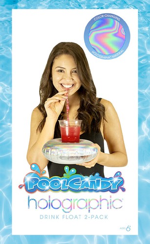 Lot de 2 flotteurs à boisson holographiques PoolCandy couleur changeante 9,5 pouces - Photo 1/2