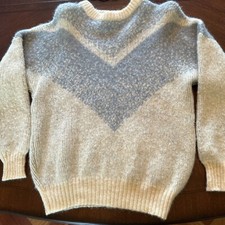 VTG Hilda Ltd. Size Large Icelandic Pure Wool Sweater Nordic Ivory Blue Chunky