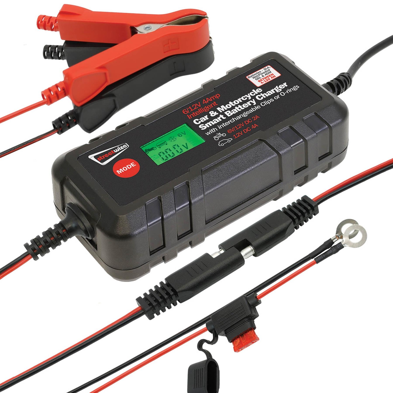 4A 6/12V STREETWIZE SMART CAR BATTERY CHARGER SLA GEL AGM MF VAN CAMPERVAN