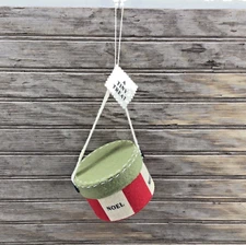 LANG CO Paula Joerling Christmas Ornament Felt Round Trinket Box ONLY!