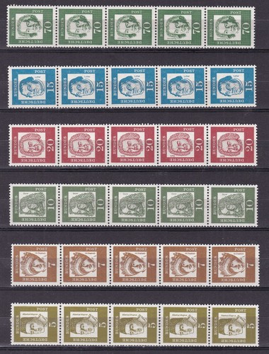 GERMANY/BUND ^^x6 MNH STRIPS WITH BACK NUMERALS @ ga3549gee59