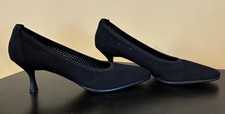 Stuart Weitzman Pumps Black suede perforated kitten heel pointed toe SZ. 8