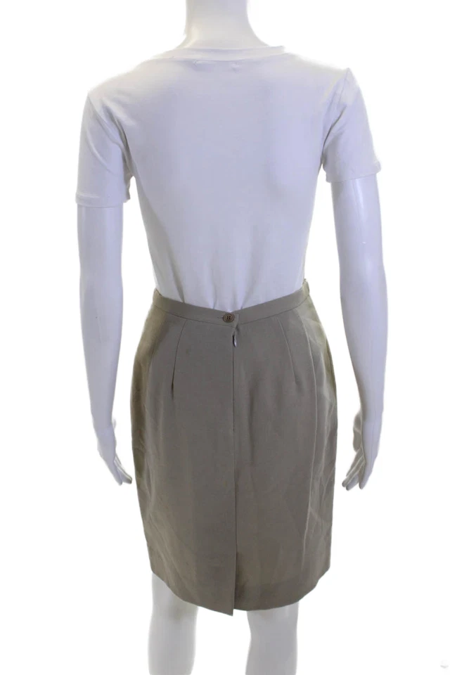 Giorgio Armani Le Collezioni Womens Back Zip Pencil Skirt Brown Wool Size 4 - Image 3 of 4