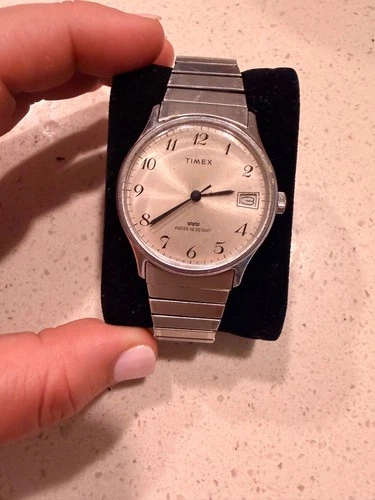 Vintage Timex Mechanical Watch Mens Date Sweep Second Hand Runs