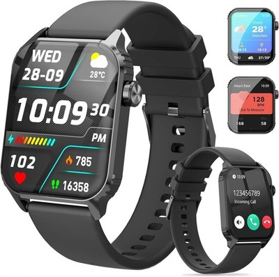 Smartwatch Damen Herren mit Telefonfunktion Armbanduhr für iOS Android Outdoor