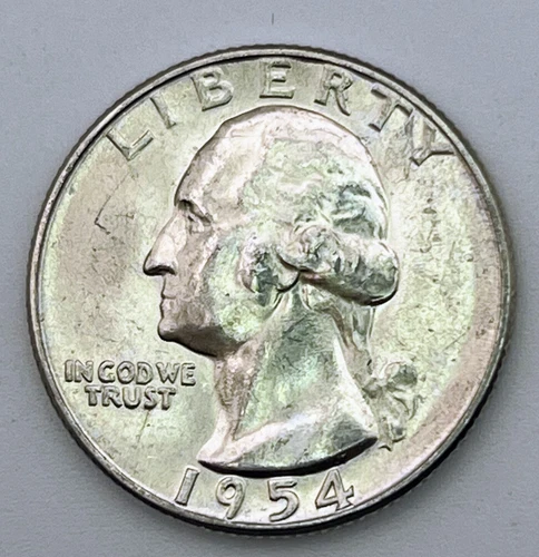 1954-S Washington Quarter 90% Silver AU  Almost Uncirculated