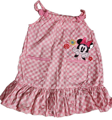 Disney Baby 12 - 18 mos Pink and White check sleeveless dress. Minnie Mouse