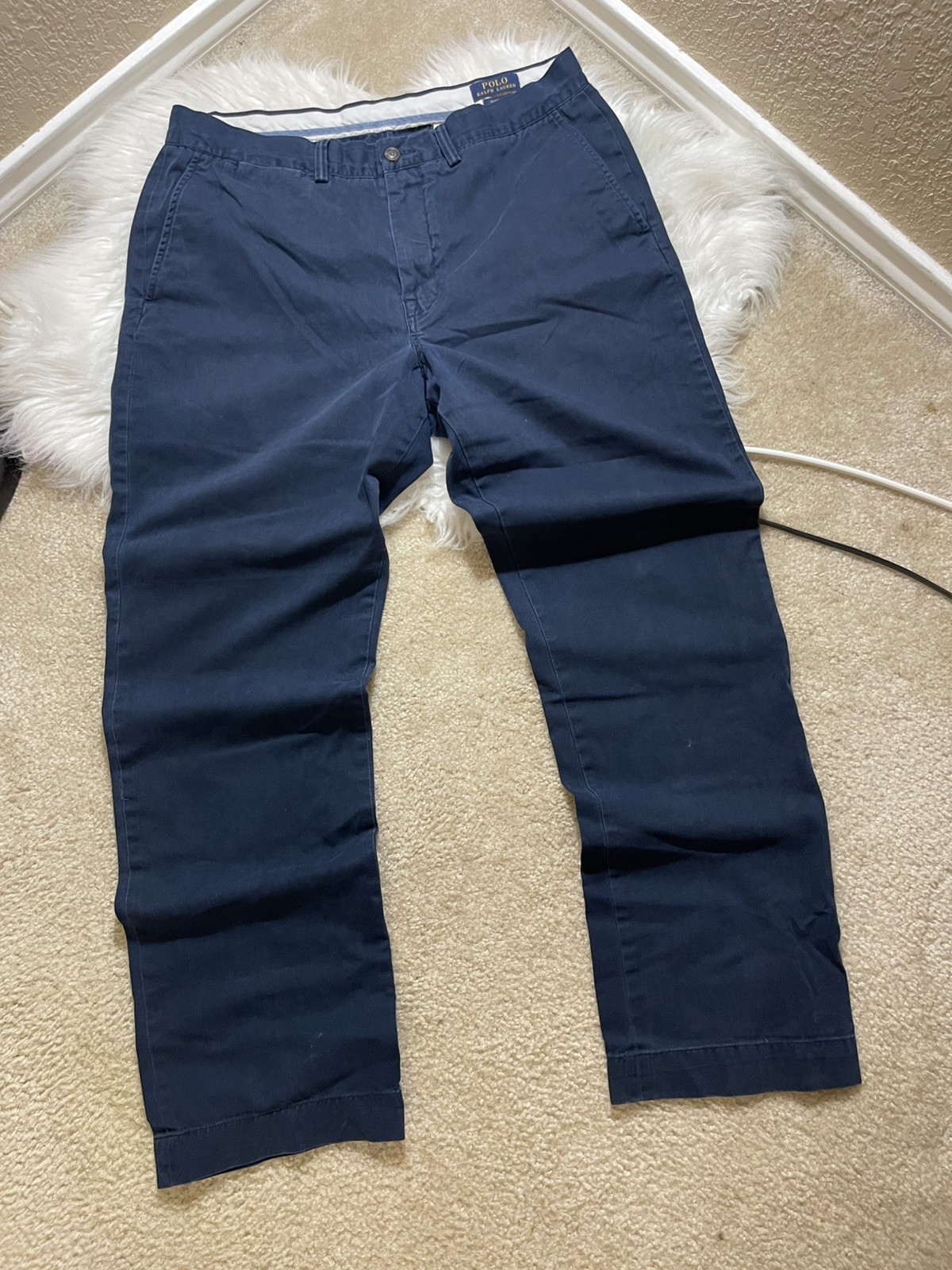 Polo Ralph Lauren Chino Pants Mens 34x32 Blue Stretch Slim Fit Preppy Straight