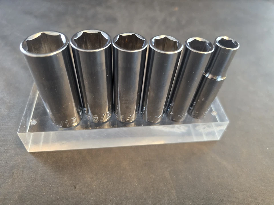 6 Piece Craftsman 3/8" Drive SAE Deep 6 Point Chrome Socket Set NEW - Image 4 of 4