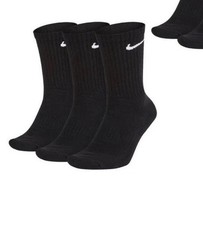 Nike Black Socks Everyday Crew Dri-fit Nike Socks 8-11 Uk Brand new 3 Pack BNT
