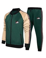 Men's Tracksuits 2 Piece Outfit Casual Long Sleeve Sweat Suit X-Large Green