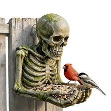 Bird Feeder Skull Design Waterproof Feeding Dispenser Hangable Bird