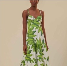 NWT AUTH FARM RIO Off-White Palm Fan Midi Dress sz EXTRA LARGE XL FREE SHIP