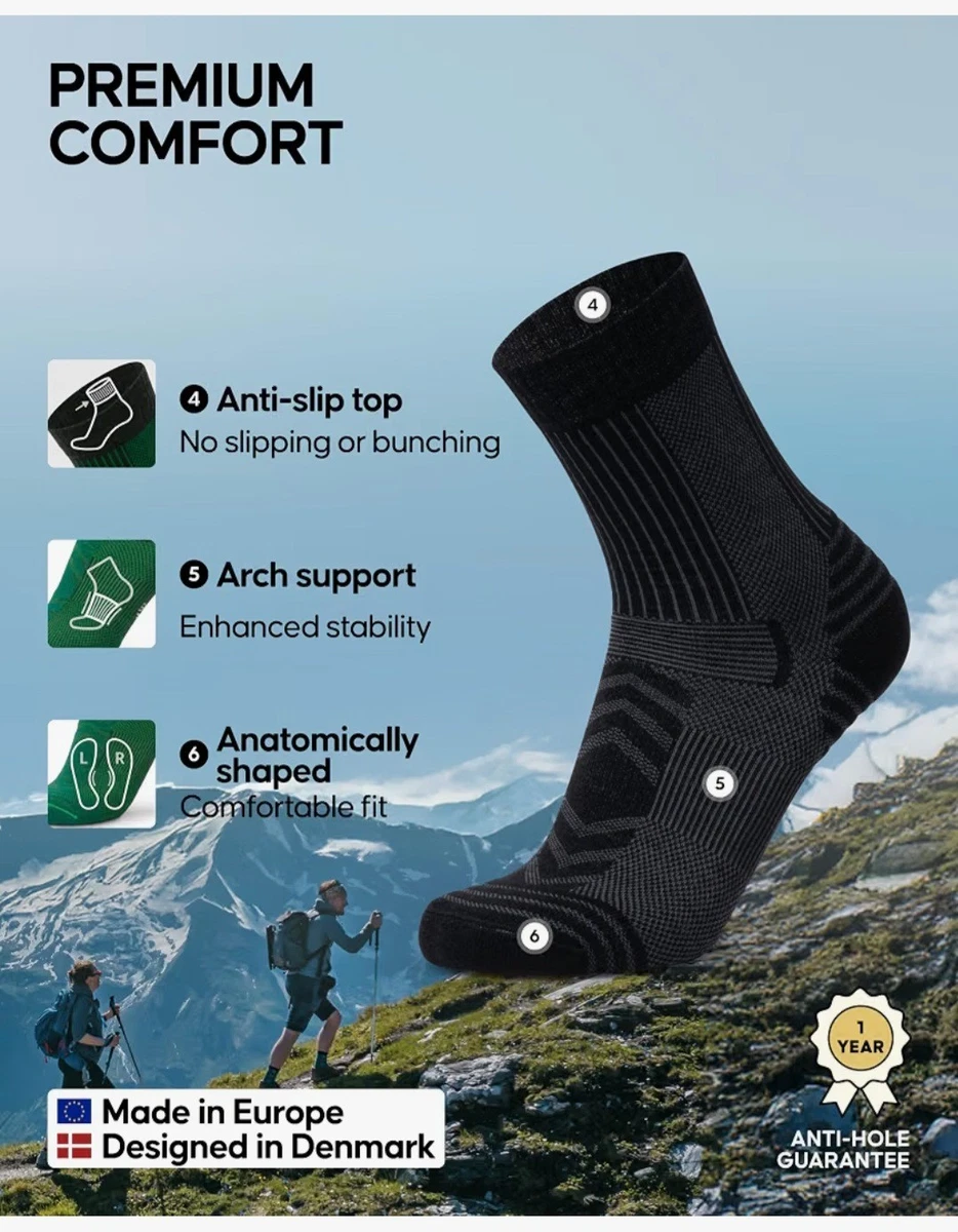 Calcetines de Senderismo DANISH ENDURANCE, Lana Merino Ligeros Anti Blister Paquete de 5 Reino Unido 9-12 Nuevos