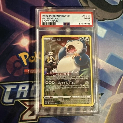 2022 POKEMON SWORD & SHIELD FA LOST ORIGIN #TG10 FULL ART SNORLAX PSA 9