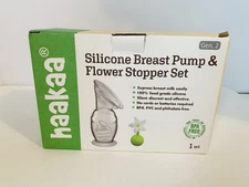 Haakaa Gen 2 Silicone Breast Pump & Flower Stopper Set 4oz / 100ml NIB