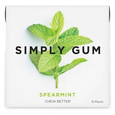 Simply Gum | Spearmint | Pack of Six (90 Pieces Total) | Synthetic Free +