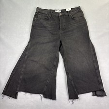 Free People We The Free Ripple Wide Leg Jeans Womens 32 Cropped Denim Raw Hem