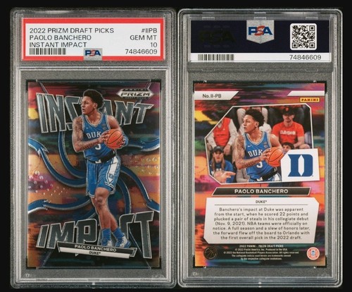 2022-23 Panini Prizm Draft Picks Instant Impact Paolo Banchero RC PSA 10 - Picture 3 of 3