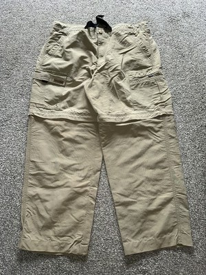 Kauri Trail Trousers Mens Size XL Beige Cargo Belted Straight Camping Short (G9)