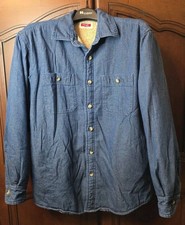 Wrangler Denim Shirt Jacket Men's Size M Blue Sherpa Lined Button-Up Workwear