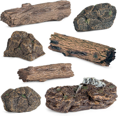 7Pcs Diorama Supplies Fake Rocks, Artificial Garden Figurines Tree Stump, Scene
