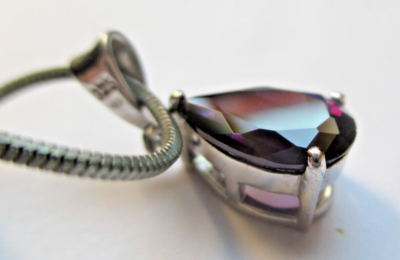 Collier Pendentif En Argent Avec Améthyste - Bijou Vintage Magnifique, Occasion En état Neuf