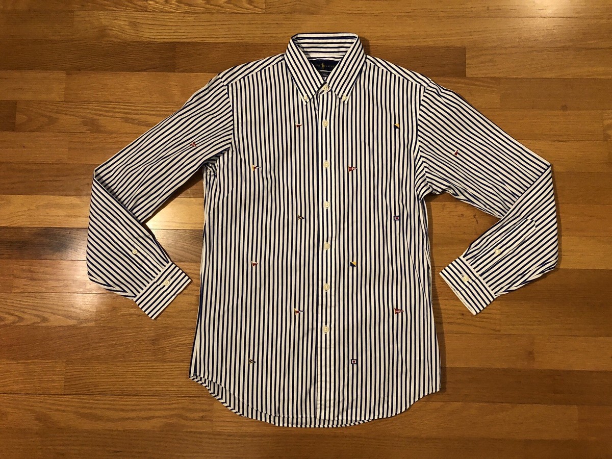 New S Polo Ralph Lauren Mens Yacht Club Flag CP-93 Button Dress