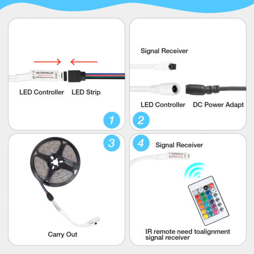 5M 300 LED Strip Light 3528 SMD 300leds RGB Ribbon Tape Roll Waterproof DC 12V - Picture 3 of 15