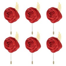 6 Pcs Groom Boutonnieres Rose Boutonnieres Pins for Men Wedding Ceremony Anni...