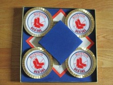 Rare 1968 BOSTON RED SOX Diamond Cut Set 4 Coasters w/ Gift Box CARL YASTRZEMSKI