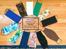 Face Mask with filter pockets 100 cotton and handmade in the USA