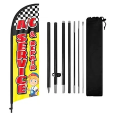AC Service Repair Feather Flag with Pole and Ground Stake 8Ft Advertising Sign